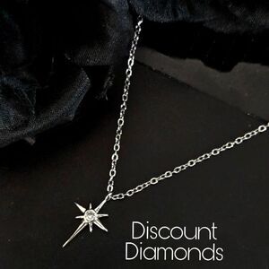 Clear White Sapphire North Star Pendant Necklace on 925 Sterling Silver